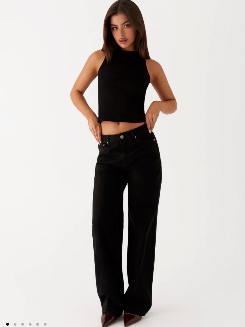 Peppermayo Black High-Waist Wide-Leg Jeans
